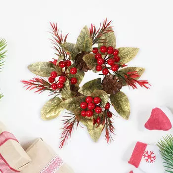 Свеча Кольцо Венок Рождественское Украшение Искусственные Декоративные Деревенские Красные Ягоды