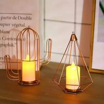 Свеча-лампа из кованого железа, сердце для девушки, подарок-исповедь, украшение для подруги, спальни, аккумуляторная лампа Iron triangle