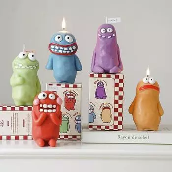 Свеча-монстр из глины, забавный новогодний аромат, подарок на день рождения, сувенир, ароматическая свеча ручной работы в форме rose красный