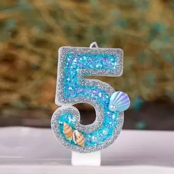 Свеча на день рождения Русалочки для девочки, синяя морская ракушка, свеча на день рождения, 2 года, праздничный торт, декор