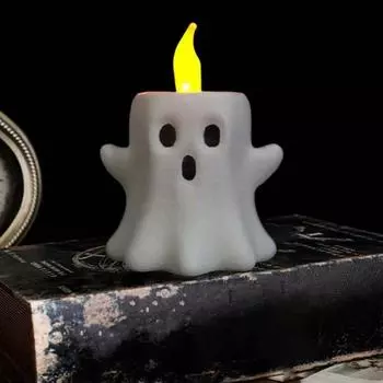 Свеча-призрак на Хэллоуин, мерцающий светодиодный беспламенный светодиодный подсвечник-призрак, центральный элемент для стола, домашний офис, вечеринка
