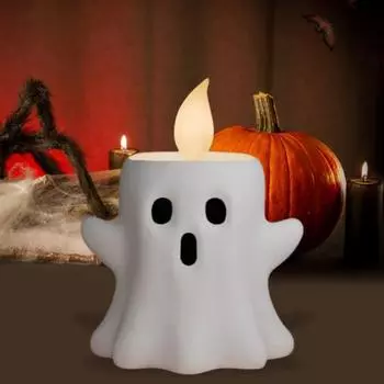 Свеча-призрак на Хэллоуин, мерцающий светодиодный беспламенный подсвечник-призрак, центральный элемент стола