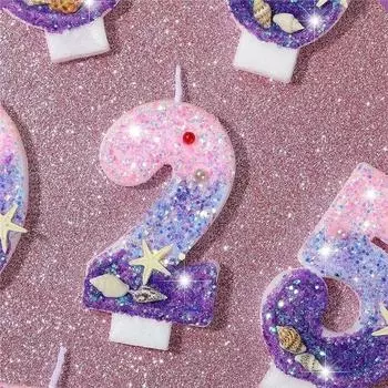 Свеча розовая фиолетовая свеча на день рождения креативная свеча на день рождения украшение для торта украшение в виде морской звезды для детского душа блестящая фигурка
