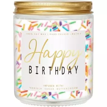 Свеча с днем рождения — свеча на день рождения с ванильным кремом, уникальный женский подарок на день рождения — 7 унций(около 198,4 грамм)Ароматерапевтическая свеча,Мужчина/День рождения