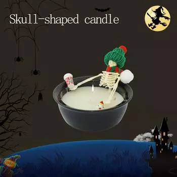 Свеча Скелет на Хэллоуин, Жуткая Готическая Свеча Скелет, Нежащийся в Уютной Ванне, Дизайн Скелета для Молочной Ванны, Жуткие Подарки One Size