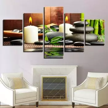 Свеча Спа-массаж Гвоздика Ароматерапия 5 шт. модульная настенная живопись холст постеры картины для гостиной домашний декор фотографии 20x35 20x45 20x55cm