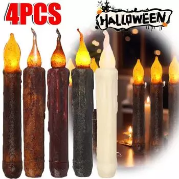 Свеча у очага в деревенском стиле, простые беспламенные светильники, простые беспламенные светильники для вечеринки на Хэллоуин, рождественского домашнего декора