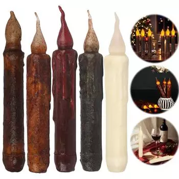 Свеча у очага в деревенском стиле с мерцающим пламенем, непроливающиеся свечи, простые простые беспламенные огни для вечеринки на Хэллоуин, рождественского домашнего декора