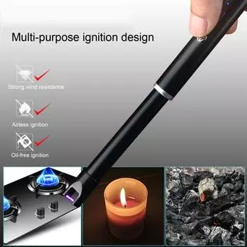Свеча-воспламенитель, палочка зажигания, ветрозащитный компактный размер, портативный электрический перезаряжаемый беспламенный импульсный воспламенитель, принадлежности для кемпинга серебряный
