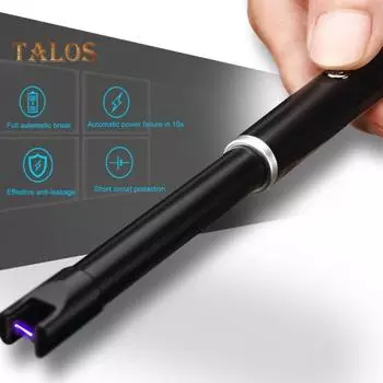 Свеча-воспламенитель, палочка зажигания, ветрозащитный компактный размер, портативный электрический перезаряжаемый беспламенный импульсный воспламенитель для кемпинга чёрный