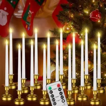 Свечи для окон с основанием, мерцающие беспламенные свечи, конические свечи, светодиодные подсвечники с держателем для декора на Хэллоуин, Рождество