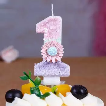 Свечи на день рождения в виде розового цветка, свечи-цифры на детский день рождения, украшения для торта на первый день рождения девочки, подарочные украшения для торта
