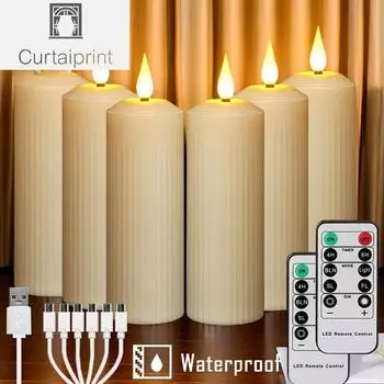 Свечи перезаряжаемые через usb с мерцающим пламенем свадебные декоративные свечи с таймером и дистанционным управлением водонепроницаемые светодиодные свечи