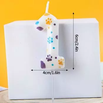 Свечи с принтом кошачьей лапки 0-9 Цифровые свечи Украшение торта на день рождения Вставка для десерта Декор Украшение для торта на детскую вечеринку