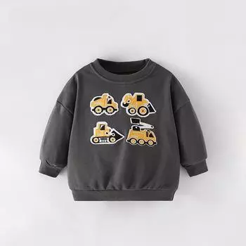 Swedie для мальчиков осень и зима новый европейский и американский круглый вырез осенний длинный рукав повседневный детский топ 100cm чёрный