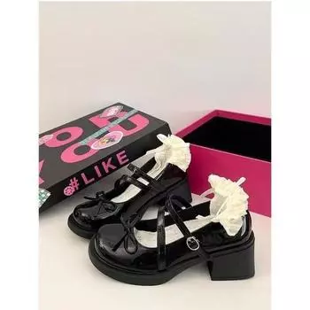 Sweet and cool bow Mary Jane shoes women s summer new versatile double buckle with retro platform shoes 35