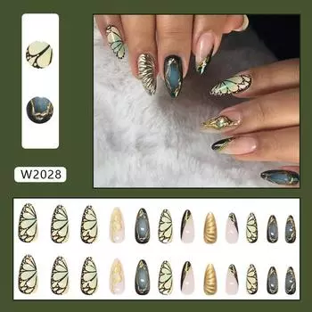 Sweet and cool French corrugated wearing armor 24 pieces press on nails