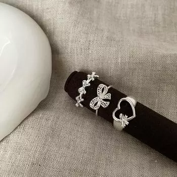 Sweet And Cute Bow Love Open Ring Female Niche Gentle Fashion Temperament Elegant Versatile Ring Ring