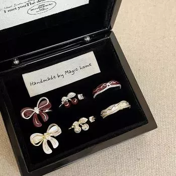 Милое и нежное кольцо-бантик с каплей масла и вишней, женское, нежное, нишевая мода, темпераментное, для офиса, универсальное кольцо