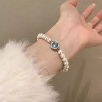 Sweet And Fresh Aquamarine Zircon Bracelet Women S Niche Design Advanced Sense Exquisite Fashion Jewelry Bracelet Women