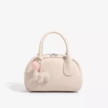 Sweet and Light Cream Yellow Shell Bag Handbag, Super Milk Lychee Pattern Crossbody Bag with Design Sense, Single-shoulder Crossbody Bag