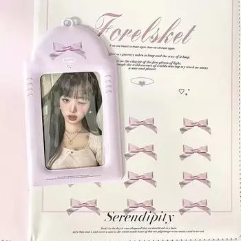 Sweet Ballet Style Card Holders 3Inch Idol Photcards Protective Sleeves Kawaii Bow Cards Cover