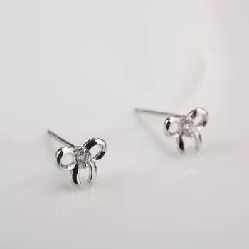 Sweet Bow Earrings Zircon Earrings Small and Elegant Simple Design Girly Earrings