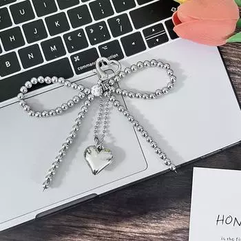 Милый брелок-подвеска в виде сердца с бантом, милые подвесные украшения из бисера, брелок-подвеска для телефона, брелок-подвеска для сумки