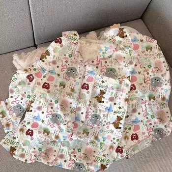 Милая женская пижама с рисунком в виде граффити из мультфильма Harajuku из молочного шелка, новый осенне-зимний домашний комплект M