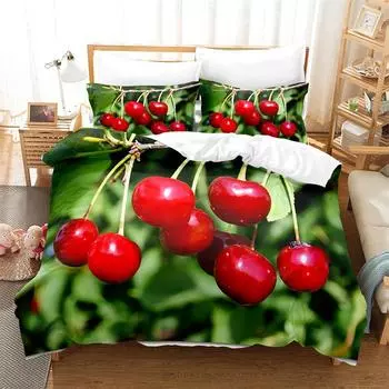 Sweet Cherry Bedding Set Lovely Kid s Duvet Cover Boys, Quilt Cover Girls Room Gorgeous Bedding King/Queen Duvet Cover Set EU single(135x200cm)