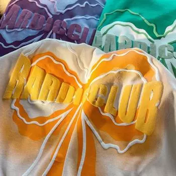 Sweet Cool Футболка с круглым вырезом и принтом банта для женщин Ретро Летняя мода Тенденция Повседневная уличная одежда Удобный топ из чистого хлопка для пар с короткими рукавами Harajuku S фиолетовый