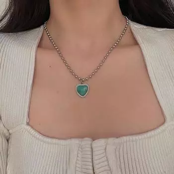 Sweet Cool Girl Lake Green Love ожерелье женское летнее легкое роскошное нишевое ожерелье в стиле хип-хоп аксессуары для ключиц женские ювелирные изделия модные