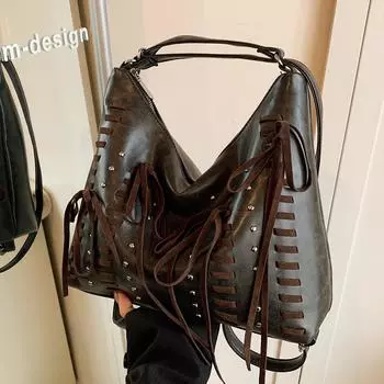 Милая крутая сумка-рюкзак Spice Girl Locomotiv, женская модная сумка подмышкой, большая вместительная сумка через плечо коричневый