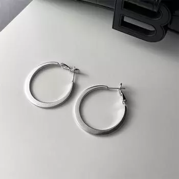 Sweet cool wind circle spring buckle plain ring earrings women s simple niche high sense 925 silver needle temperament earrings fashion 925 silver needles