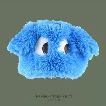 Sweet Cute Long Ears Big Eyes Puppy Plush Hat Female Fall and Winter Warm Ear Protection Head Wrap Cap Lei Feng Hat One Size белый