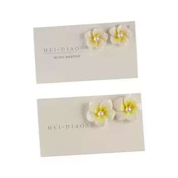 Sweet Elegant Flower Ear Studs Hawaiian Pearl Earrings Studs Plumeria Flower Earrings Party 2cm