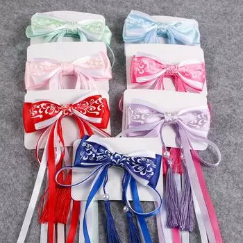 Sweet Girl Ancient Style Women Bow Hairpin Ribbon Tassel Hair Accessories Hanfu Hair Clip красный