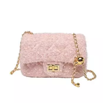 Sweet Girl Autumn and Winter Niche Design Chain High-end Multi-function Single-shoulder Handbag розовый