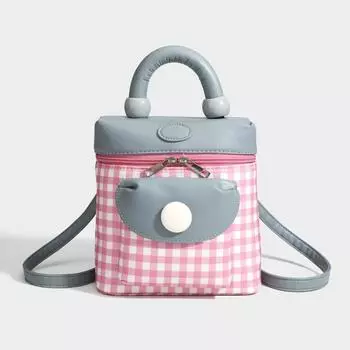 Sweet Girl Pink Plaid Shoulder Crossbody Bag Niche Leisure Travel Shopping Small Backpack розовый