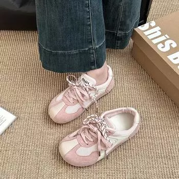 Sweet girlish mesh breathable pink German training shoes women s 2025 new summer heightening platform casual board shoes 35 розовый