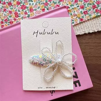 Sweet Glittery Pearl Flower Hairpin for Early Spring, Minimalist Style for Girl s Side Hairpin, Hair Accessories