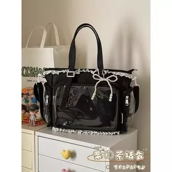 Sweet Japanese Schoolbag Girls Primary School Students Grade Three to Six Large Capacity Good-looking Junior High School Girls Backpack Black Messenger Bag
