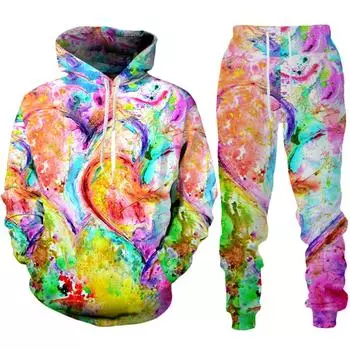 Sweet Love Heart 3D принт мужской/женский спортивный костюм, повседневная толстовка с капюшоном и брюки, комплекты из 2 предметов, пуловер большого размера, трендовая толстовка для пар 4XL