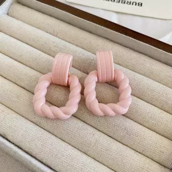 Sweet Love Heart Drop Earrings Pink Temperament Square Earrings Jewelry Accessories circle