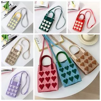 Sweet Love вязаная мини-сумка для мобильного телефона вязаная сумочка вязаная сумка через плечо для телефона женская леди девушка фиолетовый