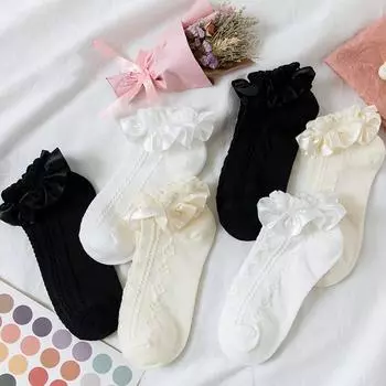Sweet Lovely Women Girls Love Heart Twist Lace Hosiery Cotton Lolita Socks Ruffle Short Socks White love