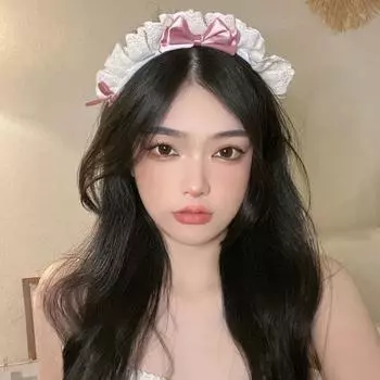 Sweet Make up Lace Maid Girls Wash Face Korea Style Headband Lolita Hair Band Women Accessories Bow чёрный