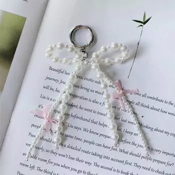 Милый жемчужный бант брелок кулон сердце брелок эстетичный держатель для ключей для девочек сумка кулон аксессуары as the picture