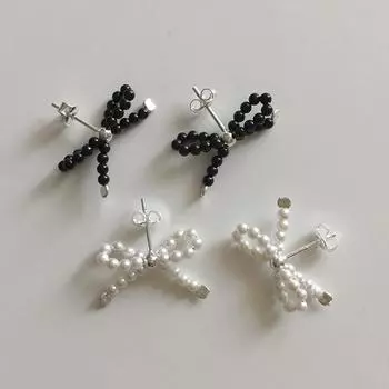 Sweet Pearl Bow Stud Earrings Female Niche Design Retro Personality Simple Versatile Temperament Fashion Earrings