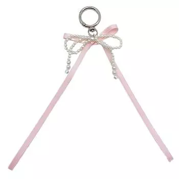 Sweet Pearl Bowknot Keychain Pendant Lovely Ribbon Hanging Decorations Keyring Charm for Purse Bag Backpack Handback розовый